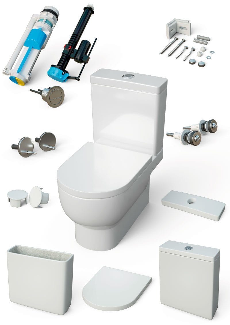 Modernes Stand-WC, Keramik, SOLLER, niedriger Spülkasten - Welt der Bäder
