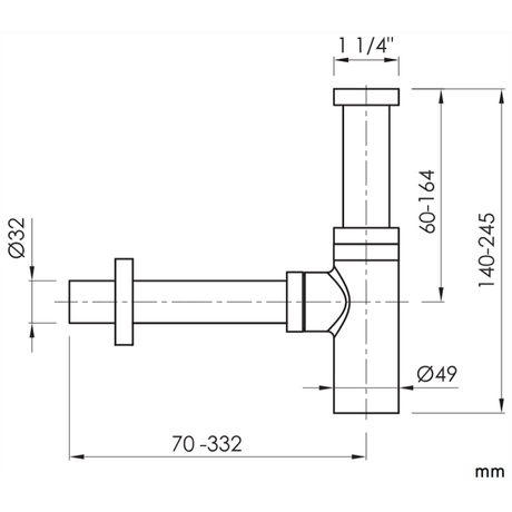 Siphon, mattschwarz, für moderne Waschtische