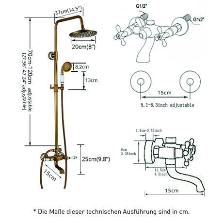 3-Wege-Badewannenarmatur, Zweihebelmischer, FLORINA altgold - Welt der Bäder