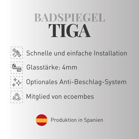 Rechteckiger Badspiegel TIGA