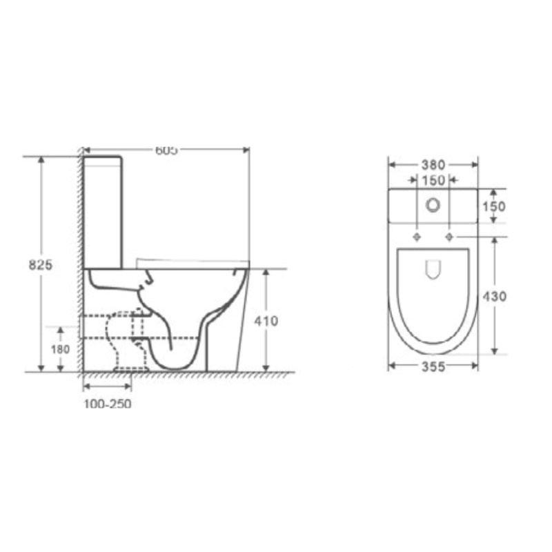 Modernes Stand-WC, Keramik, TURIN, niedriger Spülkasten- Welt der Bäder