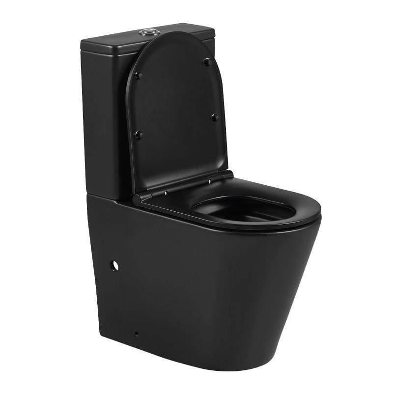 Modernes Stand-WC, Keramik schwarz, TURIN, niedriger Spülkasten- Welt der Bäder