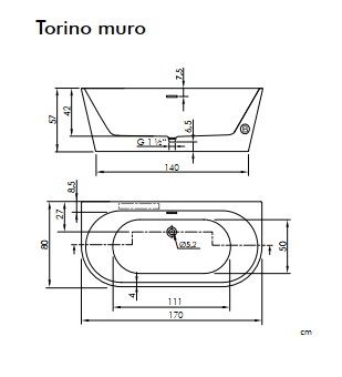 Freistehende Badewanne TORINO MURO SANYCCES - Welt der Bäder