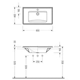 Maße Waschtisch mit Unterschrank MESSINA 80 cm Eiche hell - Welt der Bäder