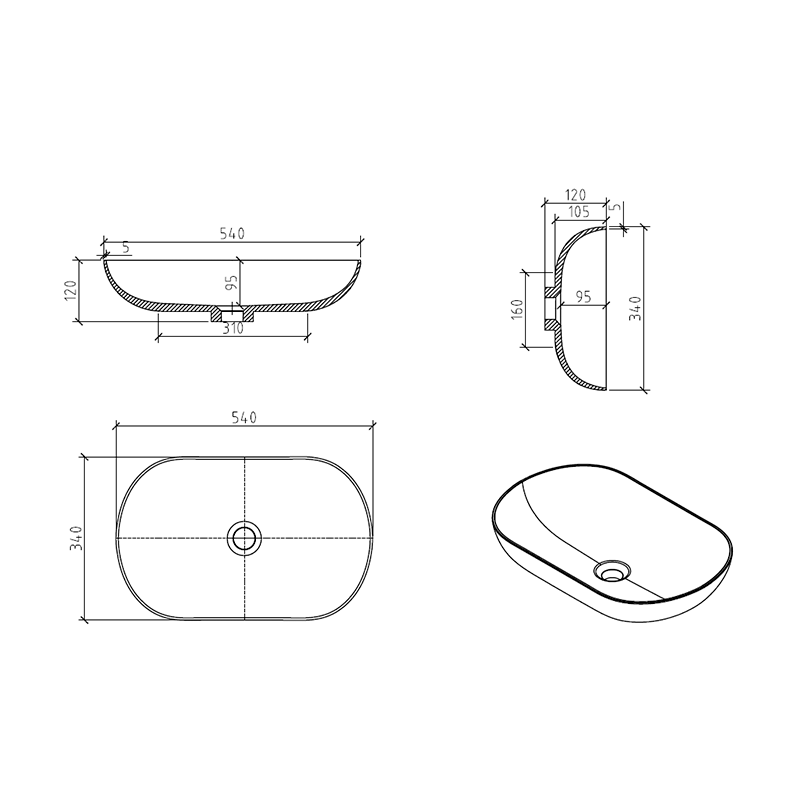 Aufsatzwaschbecken aus Gussmarmor, oval, PALIO mattweiß - Welt der Bäder