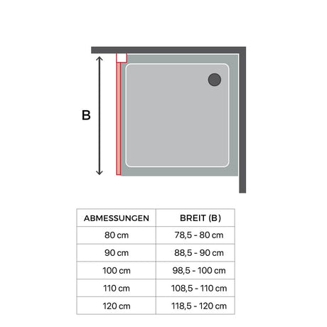 Duschwand FRESH schwarz - Glas 8mm