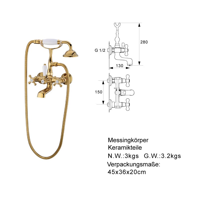 KINGDOM Chrom Badarmatur / Retro Wanddusche