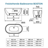 Freistehende Badewanne BOSTON