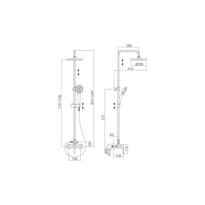 Columna de ducha PIANA (SERIE EBRO: EB004/2-25CM) - Entorno Baño