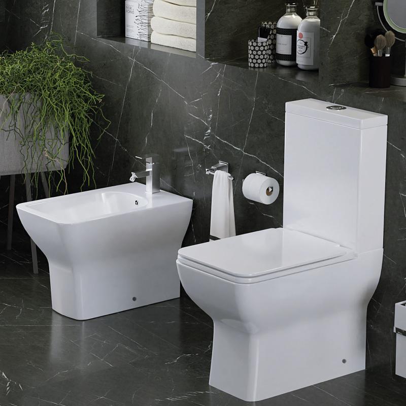 Modernes Stand-WC, Keramik, CRETA, niedriger Spülkasten - Welt der Bäder