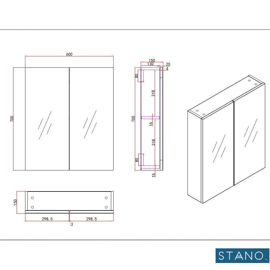 Spiegelschrank FORTINA 60 cm Eiche hell - Welt der Bäder