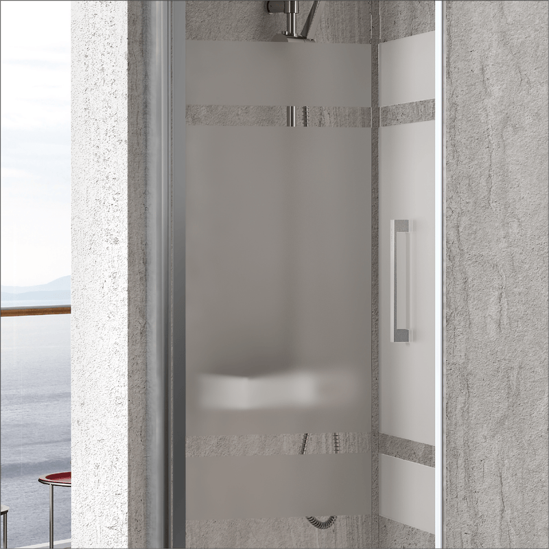 Duschwand mit Falttür S300 mit Sichtschutz - Glas 6mm - Welt der Bäder