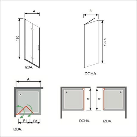 Duschecke mit einer Falttür NARDI - Glas 6mm