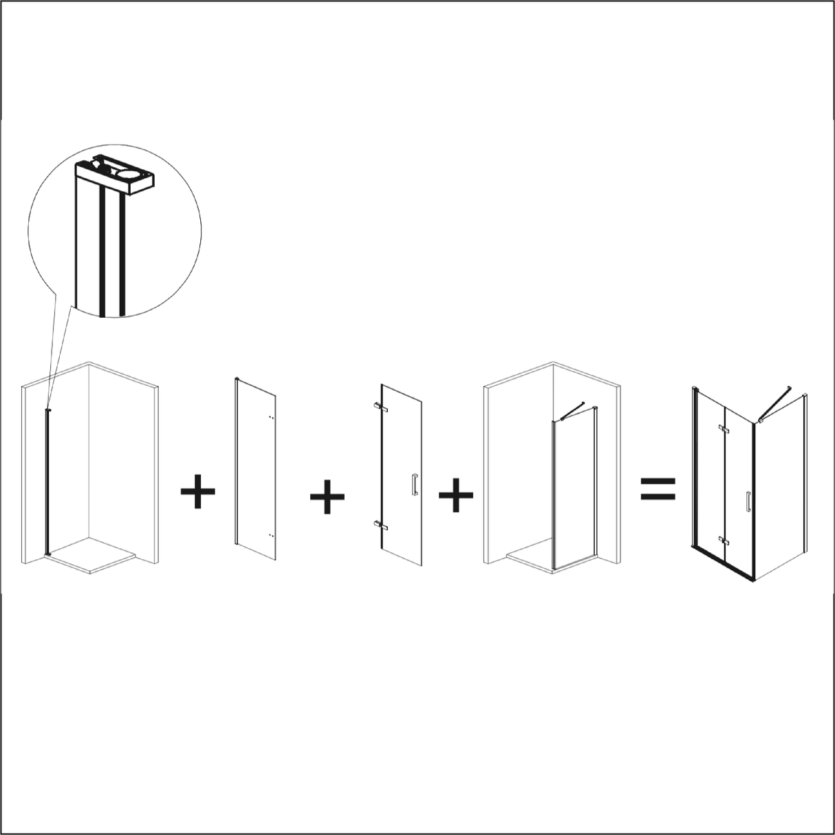 Duschecke mit einer Falttür NARDI - Glas 6mm