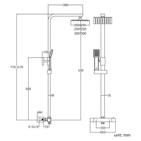 Thermostatisches Duschsystem NILA mattschwarz, mit KeepCool®- Technologie