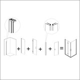 Duschecke mit Falttür und Flügeltür NARDI - Glas 6mm