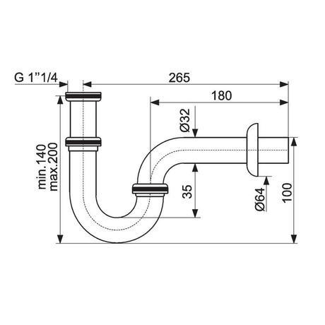 Siphon, verchromtes Messing, für Retro-Waschtische, ABBOTT - Welt der Bäder