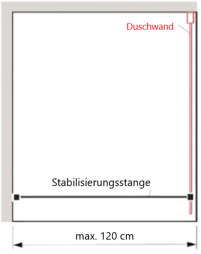 Extra Stabilisierungsstange 120 cm für FRESH, VOLARÉ und S300 - Welt der Bäder